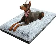 KISYYO Dog Beds for Large Dogs Kennel, Crates, Fixable Deluxe Cozy Washable, 36 x 23 x 5 Inches, Grey
