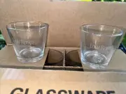 Four Roses KY Bourbon Whiskey Etched Glasses w/ Embossed Rose on Bottom Set Of 2