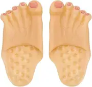 Halloween Costume Funny Bare Feet Slippers,Jumbo Caveman Monster Feet Realistic Costume Accessories Masquerade Props Halloween Costumes (Skin Color, Random Nail Color)