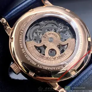 ARMANI 阿曼尼男女通用錶 42mm 玫瑰金圓形精鋼錶殼 雙面機械鏤空鏤空中三針顯示錶面款 AR00016