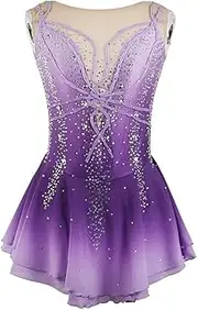[JRUIA] Classic Figure Skating Dresses Sleeveless Ice Dance Skating Performance Costume Spandex Rhythmic Gymnastics Leotards