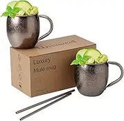 UNISWEET Moscow Mule Mugs Set Of 2, Vintage Copper Plating Cups With 304 Stainless Steel Lining, Mule Mugs Cocktail Set, 500ml Large Capacity,Perfect For Bars Or Parties, As Well As Gift Giving
