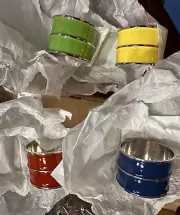 NEW Pottery Barn Enamel Napkin Rings - Mixed Set of 4 - Red Yellow Blue Green