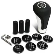 SAAS Leather Gear Knob Black Aluminium Insert With 8 Shift Patterns SGKAL