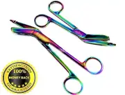 2 LISTER BANDAGE SCISSORS 5.5" 7.25" MULTI RAINBOW COLOR SURGICAL INSTRUMENTS