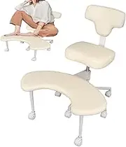 Cross Legged Office Chair, Meditation Chair with Wheels, Ergonomic Kneeling Chairs Criss CROS Desk Lumbar Support and Adjustable Stool Black(Beige)