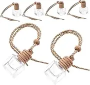 BESTYASH 6Pcs Empty Glass Car Diffuser Bottles Aromatherapy Air Freshener for Car Decoration Refillable Fragrance Bottles for Essential Oils Stylish Hanging Perfume Pendants