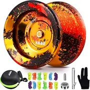 [MAGICYOYO] Professional Unresponsive Yoyo Y01 Node, Long Spinning Time Prettiest Yoyo with Glove, Yoyo Bag and 5 Yoyo Strings (Black+Golden+Red)