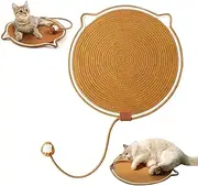 Cat Scratcher Mat, Cat Scratcher Mat with Cat Ball Toy, 17" Size Natural Cotton Rope Scratcher Pad, Dual Scratching Pad for Cats, Cat Furniture Protector for Wall, Couch, Carpets, Sofas (Brown)