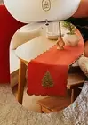 NWT THRESHOLD 72"x14" Reversible Red Striped Christmas Table Runner Xmas tree