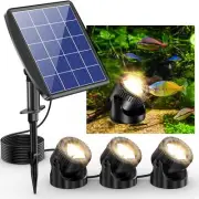 Solar Pond Lights 3-in-1 Warm White Underwater Pond Lights IP68 Waterproof LE...
