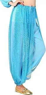 [KKmeter] Women's Belly Dance Pants Side Split Sequin Shiny Harem Arabian Dancing Performance Trousers