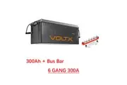 VoltX 12V 300Ah Lithium Battery + Bus Bar M8 Power Distribution Terminal Block (6 GANG 300A Red)