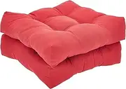 Amazon Basics Tufted Outdoor Seat Patio Cushion, 19 x 19 x 5 Inches, Red - Pack of 2