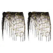Belly Dance Hip Scarf Sequin Triangle Wrap Skirts(Black/Gold, Pack of 2)