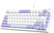 ATTACK SHARK Ajazz Hot Swappable Mechanical Keyboard,75% TKL RGB Backlit Wired Gaming Keyboard with Knob Control,Poron Foam,Silicon Pad,Gasket,NKRO,PBT Keycaps for Win/Mac,Sea Salt Linear Switch