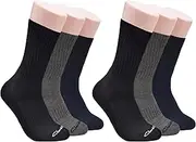 [Clarks] Men's Sport Half Cushion Crew Socks 6 Pair, Black/Charcoal/Navy, Men's 7-12 Shoe, Black/Charcoal/Navy, 7-12