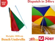 180cm Beach Umbrella Large Outdoor Sunshade Adjustable Height & UV Protection