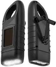 Simpeak [2-Pack] Hand Cranking Solar Powered Flashlight Green, Rechargeable Emergency LED Flashlight Carabiner Dynamo Quick Snap Clip Backpack Flashlight Torch for Outdoor Camping Climbing Hiking,Green, Black