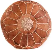 Tan Brown Moroccan Leather Ottoman Pouffe