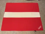 Vintage Enjoy Coca Cola Fleece Blanket Red With White Stripe Aqua Sheen 236 USA