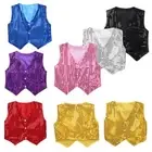 US Kids Sequin Waistcoat Fancy Jacket Vest Hip-hop Jazz Dance Show Costume AU