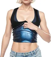 Sahunfri Sauna Suit Vest Women,Heat Trapping Waist Sweat Suit for Weight Loss Full Body,Plus Size Sweat Vest Lock in Heat, Sweat Hard for Workout, Black, L-XL