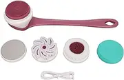 Electric Back Scrubber, Detachable Waterproof Cordless Shower Brush with 5 Brush Heads, Face and Body Cleansing Brush, 3 Adjustable Speeds