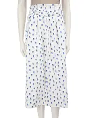 Floral Pattern Belted Midi Skirt