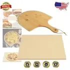 Pizza Stone Set with Bamboo Peel Paddle - Perfect for Ovens and Grills - 15 x 12