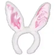 Plush Satin Bunny Ears Costume Accessory Easter Decoration White Bunny Ears