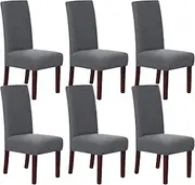 Smarcute Dining Chair Covers Stretch Removable Washable Chair Covers Chair Protector Home Decor Spandex Jacquard Dining Chair Protector Cover for Dining Room Set of 6, Grey