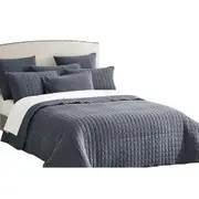 Vintage Stone Wash Bedspread Comforter Sets Coverlet Charcoal - 7pcs