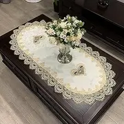 COMFEELING Coffee Table Cloth for Living Room Center Table Doilies Embroidery Lace Tablecloth Home Dining Coffee Table Cover Centerpiece Decor 19.7×43.3 Inch Oval