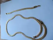 Gold Colored Necklace 22" And Bracelet 6 1/2" By Napier Jewelry