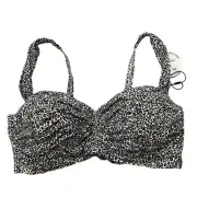 Coco Reef Underwire Bra Bikini Bandeau Top Size 32/34D Brown Animal Convertible