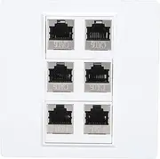Cat6 Ethernet Wall Plate, 6 Port Detachable Cat6 Jack Wall Plate for Work Home, Cat5, Cat5e, Cat6, Cat6A Ethernet Network Connection, Cable Hiding