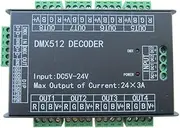 High Power 24 Channel RGB 3A/CH DMX512 Controller Led Decoder Dimmer 500Hz Flicker Free Smoother Dimming DMX Signal Indicator Flashes Function DC 5V-24V