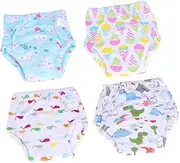 [COOLHIYA] Infant Training Pants Set 4pcs Potty Training Pants Breathable Washable Gauze Reusable Nappies Suitable for Outdoor Activities