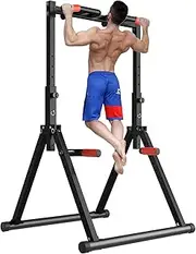 DOBESTS Foldable Power Tower Dip Station Pull Up Bar Station Adjustable Multifunction Fitness Tower Station Training Equipment Home Outdoor, Stable Triangular Structure