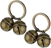 2pcs Cat Dog Bells Dog Collar Charms Pet Tracker Metal Round Pet Pendant Accessories Extra Vintage Copper Bell Christmas Tree Crafts Decoration with Clasps, Brass, No Gemstone