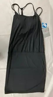 NWT MSRV $79 Athleta Size XS Petite Black Venice Swim Dress Built-in Bra #438833