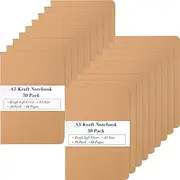 Kraft Notebooks Journals Pack with Kraft Covers, A5 Brown Small Journals Bulk, Travel Journal Set, College Ruled Lined Small Journals for School Office Kid Composition Diary, 8 x 5.5 in (30 Pieces)
