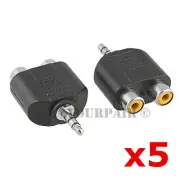5 Pack Dual RCA Female Jacks to 3.5mm Stereo Male Y Splitter Adapter Headphones