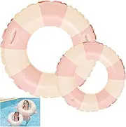 Inflatable Ring Pool Float, 2 Pieces Pool Floats, Classic Striped Inner Tubes for Pool, Inflatable Floats Swimming Ring Toys, Summer Beach Toys for Adults and Kids Water Party Use