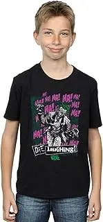 [Absolute Cult] DC Comics Boys Justice League Joker Die Laughing T-Shirt Black 7-8 Years