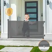 Retractable Baby Gate Pet Gate,180cm Baby Gate No Drill,89 Cm Tall Baby Gate Safety Gate One Handed Operation Durable Mesh Dog Gate for Doorways, Stairs, Hallways,Indoor&Outdoor