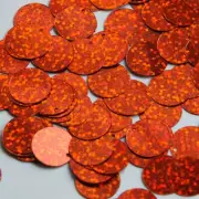 Round Flat Sequin 18mm Top Hole Dark Orange Hologram Glitter Sparkle