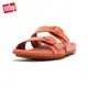 【FitFlop】GRACIE RUBBER BUCKLE TWO-BAR LEATHER SLIDES 扣環造型雙帶涼鞋-女(珊瑚色)