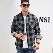 Men's Shirt Flannel Shirt Overshirt Plaid Outdoor Street Black White Red Navy Blue Long Sleeve Collar Spring Fall Clothing Apparel